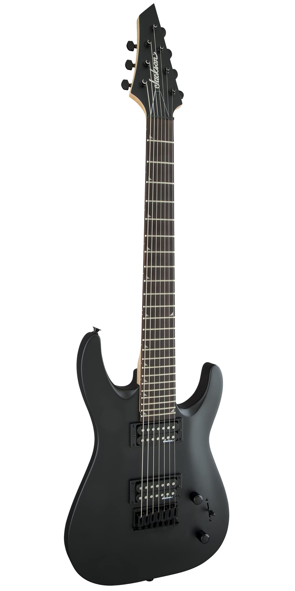 Jackson Dinky Arch Top JS22-7 DKA HT Electric Guitar - Satin Black Bundle with Cable, Tuner, Strap, Picks, and Austin Bazaar Ins